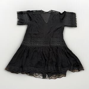 Magali Pascal Womens Black See Through V-Neck Short Sleeve Mini Dress Size S